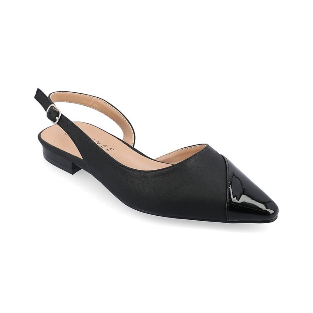 NIB JOURNEE Collection Daphnne black womens flat slingback shoe. Size 7M